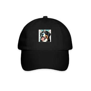 Bernese Dog Risography Vector Style - Baseball Cap - black/black - Front