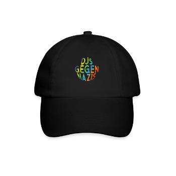 DJs gegen Nazis rundes Logo Regenbogen Design - Baseballkappe - Schwarz/Schwarz - Vorne