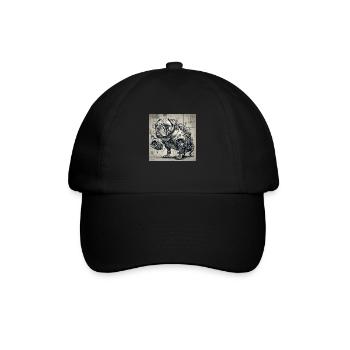dog style cyborg steampunk cyberpunk biomec - Baseball Cap - black/black - Front