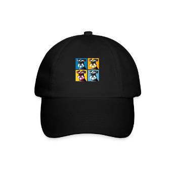 Pop Miniature Schnauzer Dog Portrait - Pet Portrai - Baseball Cap - black/black - Front