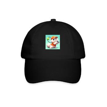 Fluffy cat playing tennis - Baseball Cap - black/black - Front