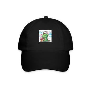 Dino avec chapeau et cornet de glace - Casquette classique - noir/noir - Devant