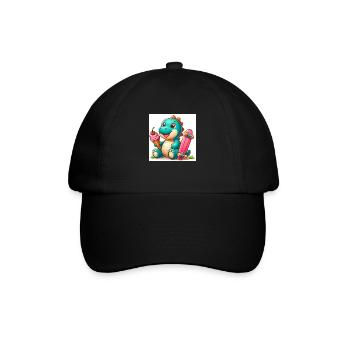 Dino turquoise avec cornet de crème glacée et planche à roulettes - Casquette classique - noir/noir - Devant