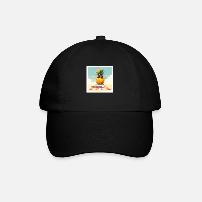 Drôle d’ananas dansant/faisant de l’exercice sur la plage - Casquette classique - noir/noir