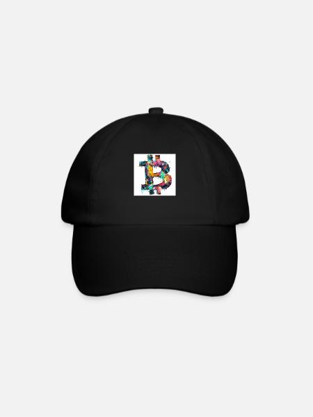 BTC Logo bunt Bitcoin kunst farbe Crypto - Baseballkappe - Schwarz/Schwarz
