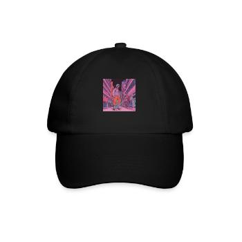 80s anime guy calming high quality fashion print - Baseball Cap - black/black - Front