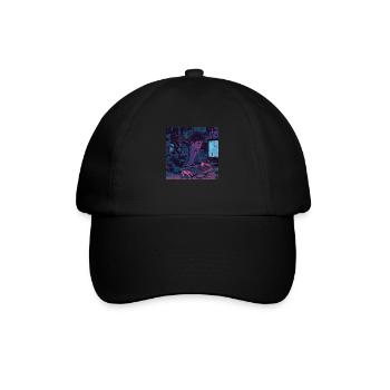 80er Jahre Anime Teen Beruhigender Hochwertiger Modedruck - Baseballkappe - Schwarz/Schwarz - Vorne