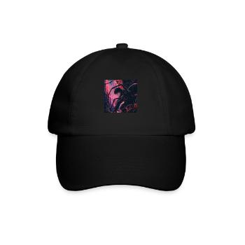 80s anime teen calming high quality fashion print - Baseball Cap - black/black - Front