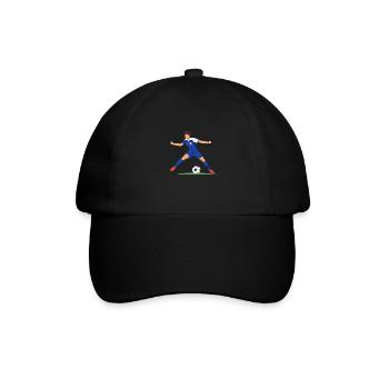 Fußballer mit blauem trikot - Baseballkappe - Schwarz/Schwarz - Vorne