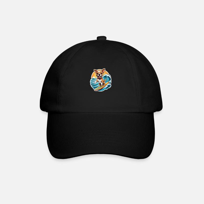 Happy Surfing Dog - Baseball Cap - black/black