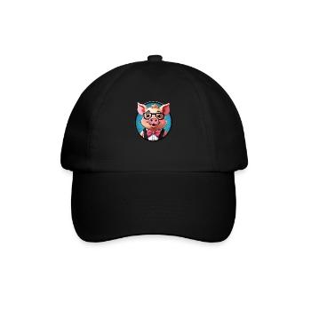 Funny Pig Comic - Baseball Cap - black/black - Front