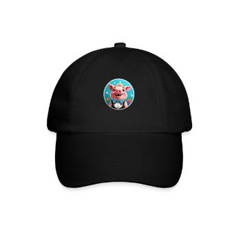 Funny Pig Comic - Baseball Cap - black/black - Front
