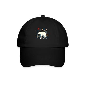 Floral polar bear - Baseball Cap - black/black - Front