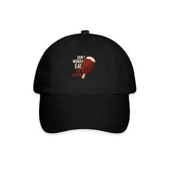 Don't Worry Eat Ice Cream Cone Scoop Summer - Baseballkappe - Schwarz/Schwarz - Vorne