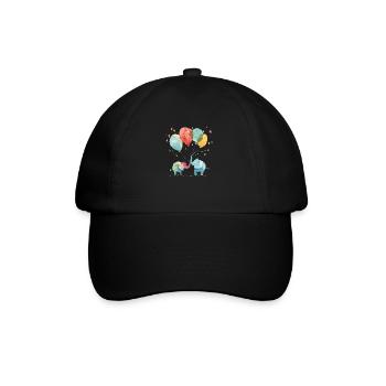 Two elephants with colorful balloons - Baseball Cap - black/black - Front