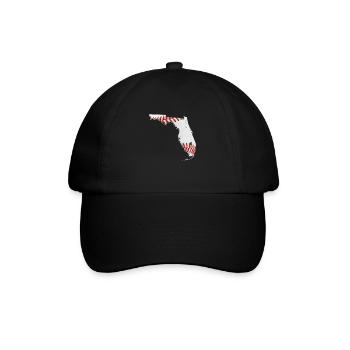Echter Baseball in der Florida State Landkarte - Baseballkappe - Schwarz/Schwarz - Vorne