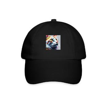 Katze weissrot - Baseballkappe - Schwarz/Schwarz - Vorne
