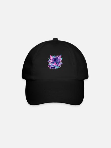cosmic cat - Baseball Cap - black/black