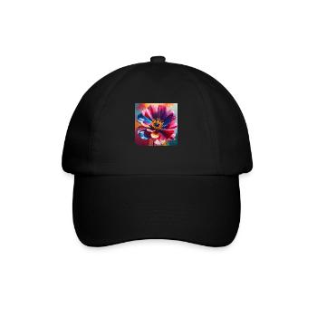Blume - Baseballkappe - Schwarz/Schwarz - Vorne