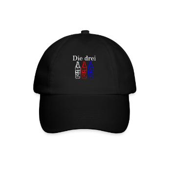 Die Drei Flaschen - hell - Baseballkappe - Schwarz/Schwarz - Vorne