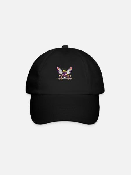 Psychedelic Goa Butterfly Frog - Baseball Cap - black/black