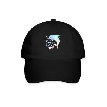 Dolphin Girl Beach Vacation Marine Biology - Baseballkappe - Schwarz/Schwarz - Vorne