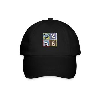 Popart Elefant Hase Hai Ziegenbock Smile Horror - Baseballkappe - Schwarz/Schwarz - Vorne