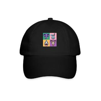 Popart Colorful Elephant Bunny Shark Goat - Baseball Cap - black/black - Front