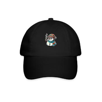 Stoner Snowman Winter Christmas Hemp - Baseball Cap - black/black - Front