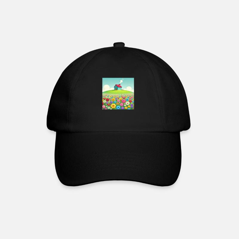 La petite maison sur la prairie fleurie - Casquette classique - noir/noir