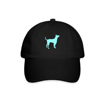 Large Dog Silhouette Outline Border - Baseball Cap - black/black - Front