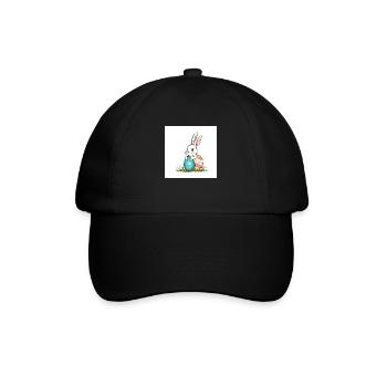 Ei und Hase – Farbenfroh - Baseballkappe - Schwarz/Schwarz - Vorne