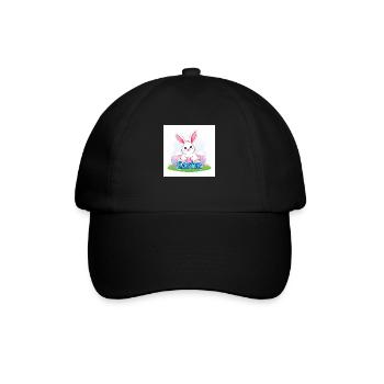 Der bunte Hase von Ostern - Baseballkappe - Schwarz/Schwarz - Vorne