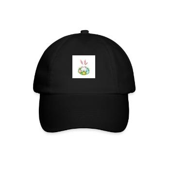 Hase, Ei und Osterfreude - Baseballkappe - Schwarz/Schwarz - Vorne