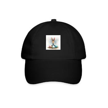 Fröhliche Ostern mit Hase und Ei - Baseballkappe - Schwarz/Schwarz - Vorne