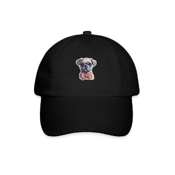 A cute dog wearing a bowtie - Baseball Cap - black/black - Front