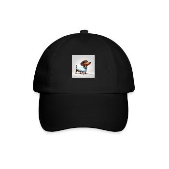 Dachshund in dog clothes - Baseball Cap - black/black - Front