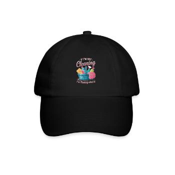 Lustiges Putzen oder darüber nachdenken - Baseballkappe - Schwarz/Schwarz - Vorne