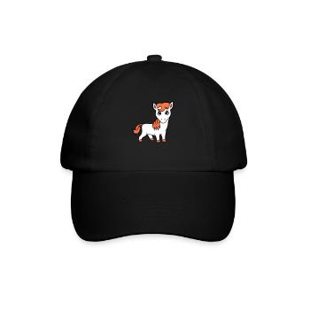 Pferd Süß Pony Fohlen Pferdemädchen Niedlich Comic - Baseballkappe - Schwarz/Schwarz - Vorne