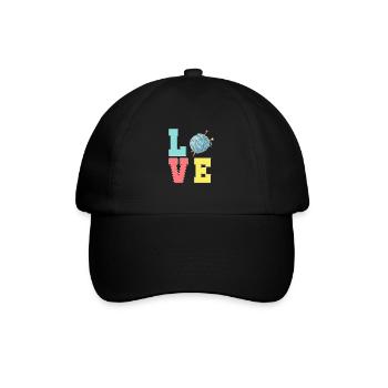 Häkeln Liebe Hobby Basteln Garn Stricker - Baseballkappe - Schwarz/Schwarz - Vorne