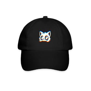 EDM Cat Glitch Style - Baseball Cap - black/black - Front
