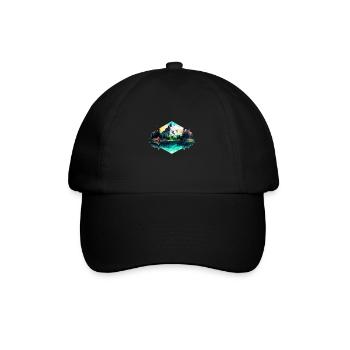 Beautiful landscape with mountains, gift hiking - Baseball Cap - black/black - Front
