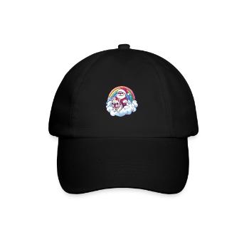 French Buldog Dog Santa Claus Rainbowbow - Baseball Cap - black/black - Front