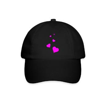 Herzen pink - Baseballkappe - Schwarz/Schwarz - Vorne