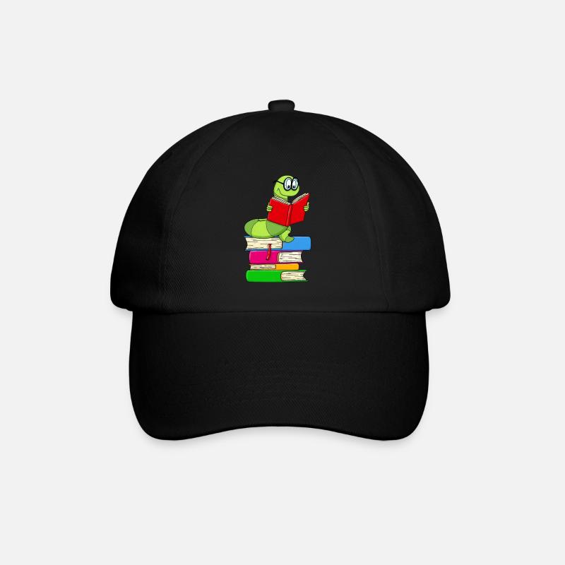Bücherwurm - Baseballkappe - Schwarz/Schwarz