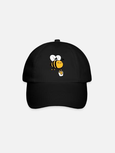 Honig Eimer Biene - Baseballkappe - Schwarz/Schwarz
