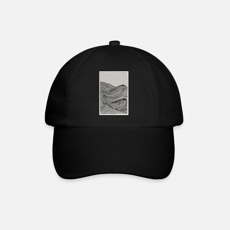 Waves as a sketch - Baseball Cap - black/black