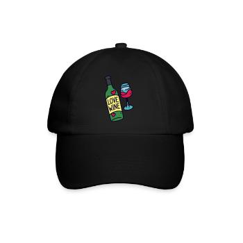 Wein trinken Wein Geschenk Lustiges Wein Shirt - Baseballkappe - Schwarz/Schwarz - Vorne