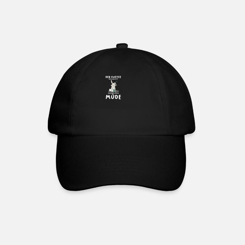Der Kaffee Ist Kaputt Ich Bin Noch Müde Hase - Baseballkappe - Schwarz/Schwarz