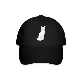 happy fox in black and white - Baseball Cap - black/black - Front